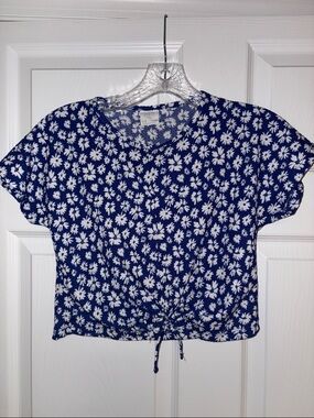 Zara Kids Floral Knot Tie Girls Short Sleeve Top Size 9